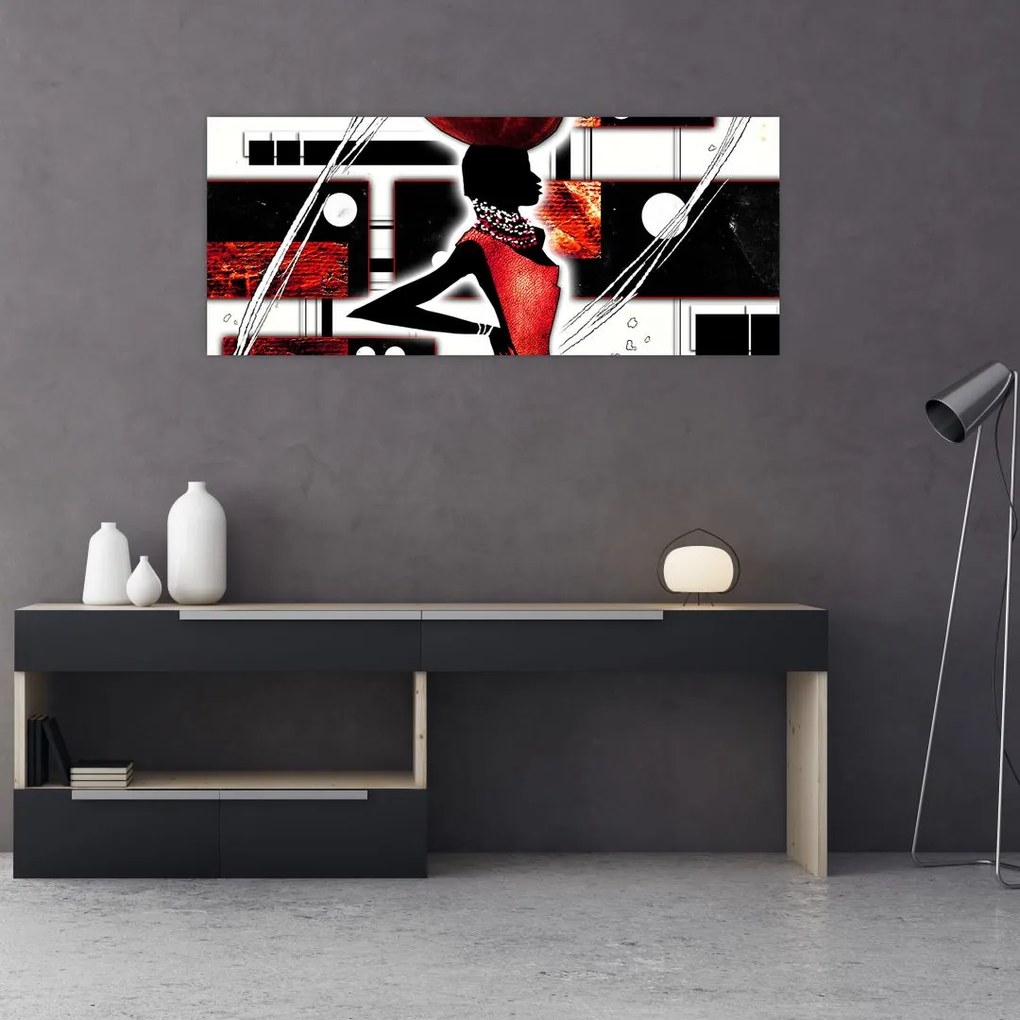 Tablou picuturii cu damă străveche (120x50 cm)