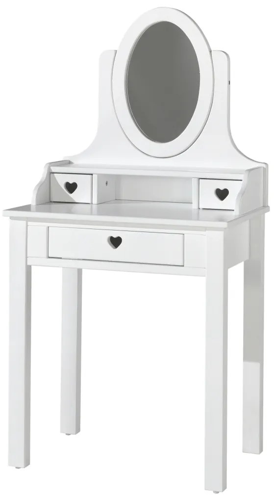 Măsuță de Toaletă AMORI pentru Copii, Alb (Pin Masiv și MDF), Design Romantic – Vipack