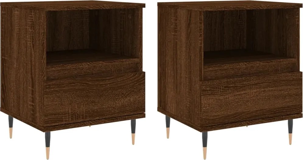 vidaXL Noptiere, 2 buc., stejar maro, 40x35x50 cm, lemn compozit