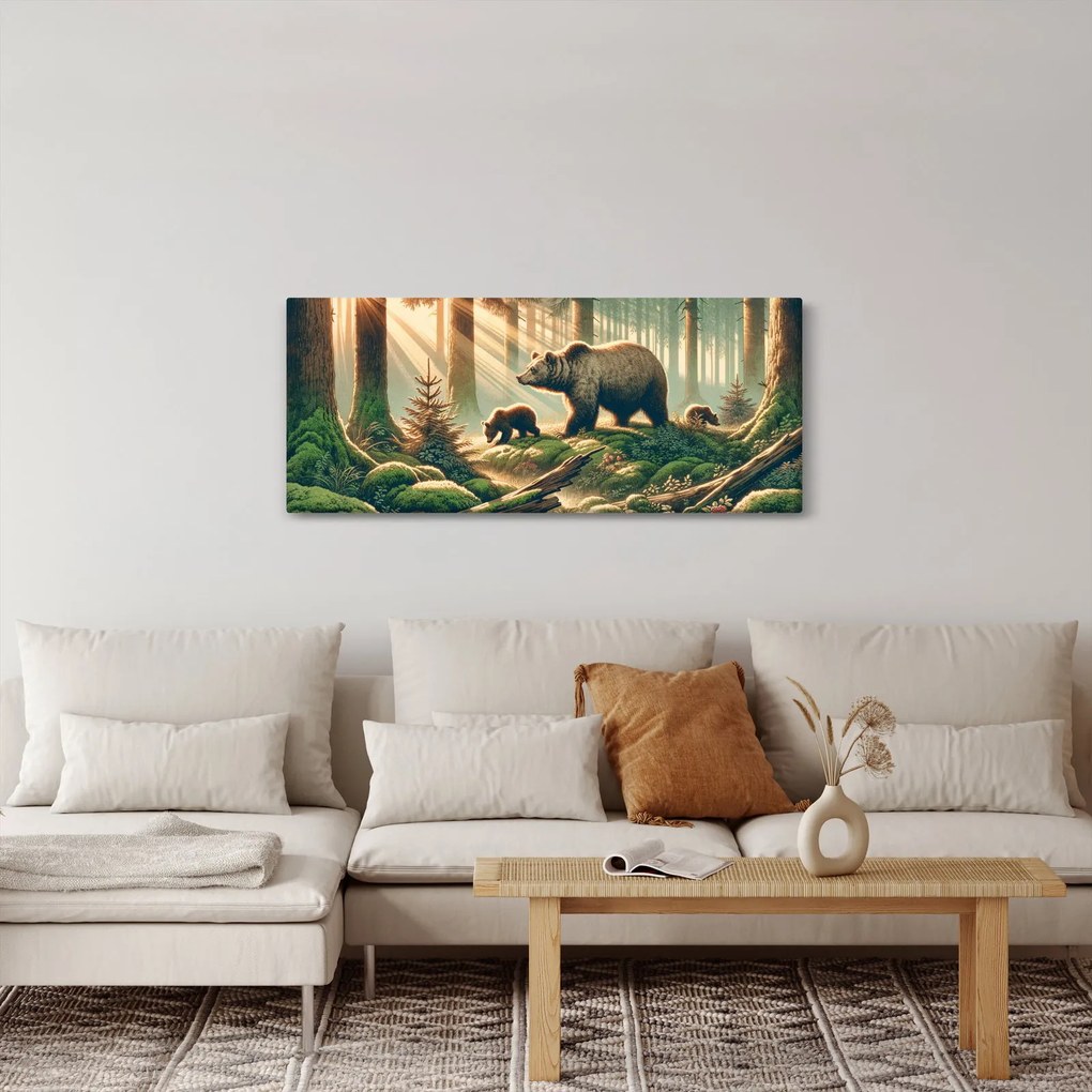 Tablou - Urși în pădure (120x50 cm)