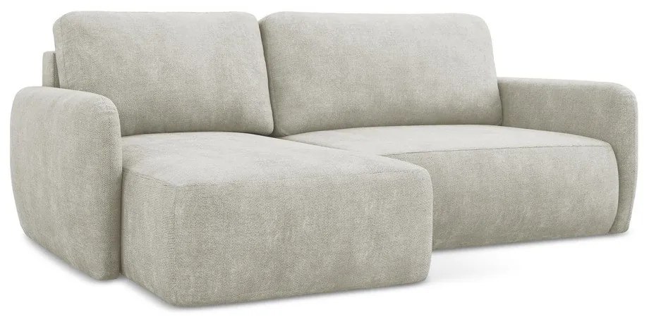 Colțar crem extensibil/cu spațiu de depozitare cu tapițerie din chenille (cu colț pe partea stângă/cu șezlong) Lilo – Makamii