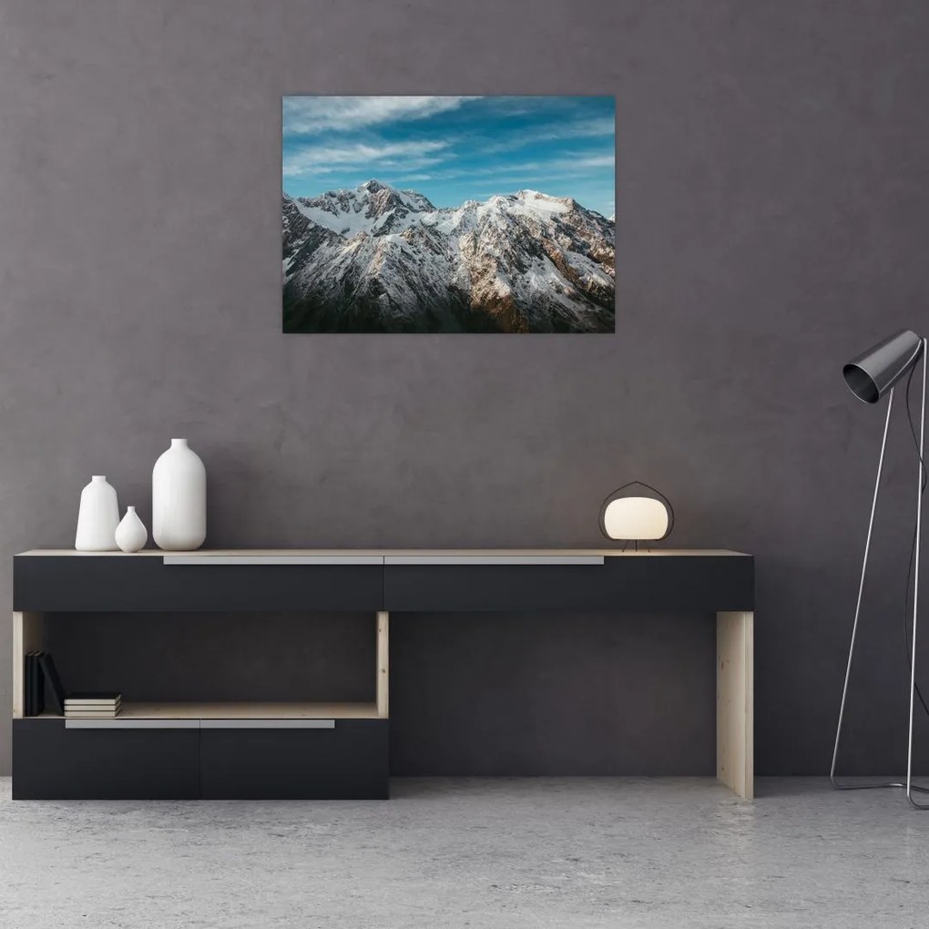 Tablou cu vârfuri înzăpeziți, Fiordland (70x50 cm)