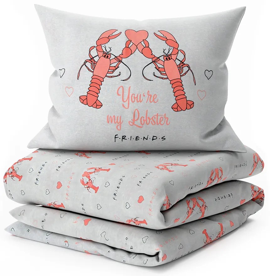 Lenjerie de pat din bumbac FRIENDS MY LOBSTER gri Dimensiune lenjerie de pat: 60 x 70 cm | 140 x 200 cm