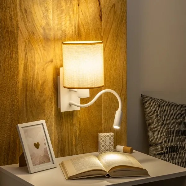 Lampă LED de perete Brilagi NUBILA 1xE27/25W/230V + LED/3W alb/maro deschis