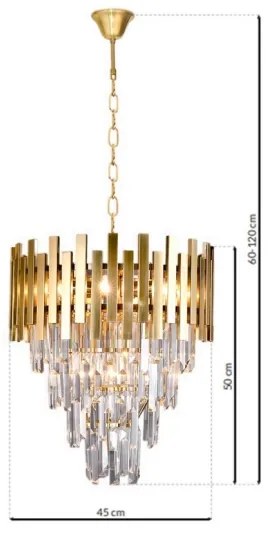 Lustră pe lanț ASPEN GOLD 9xE14/40W/230V