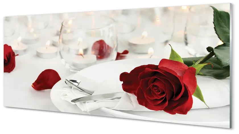 Tablouri pe sticlă Roses lumânări cină