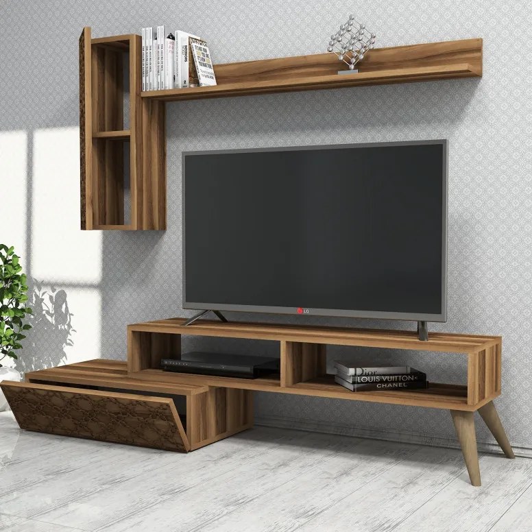 Ansamblu Comoda TV Planet Walnut