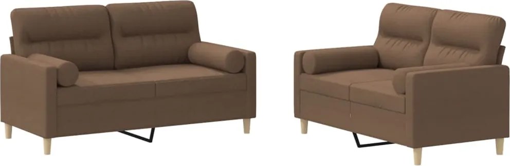 vidaXL Set de canapele cu perne, 2 piese, maro, textil