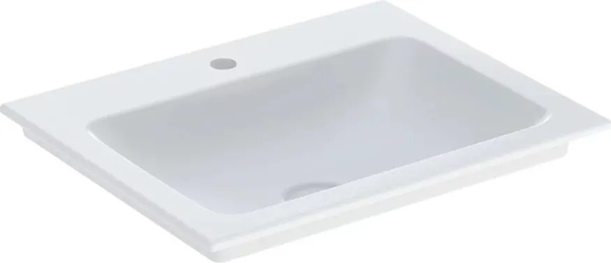 Lavoar pe mobilier Geberit One Slim 60 cm alb lucios KeraTect cu orificiu baterie