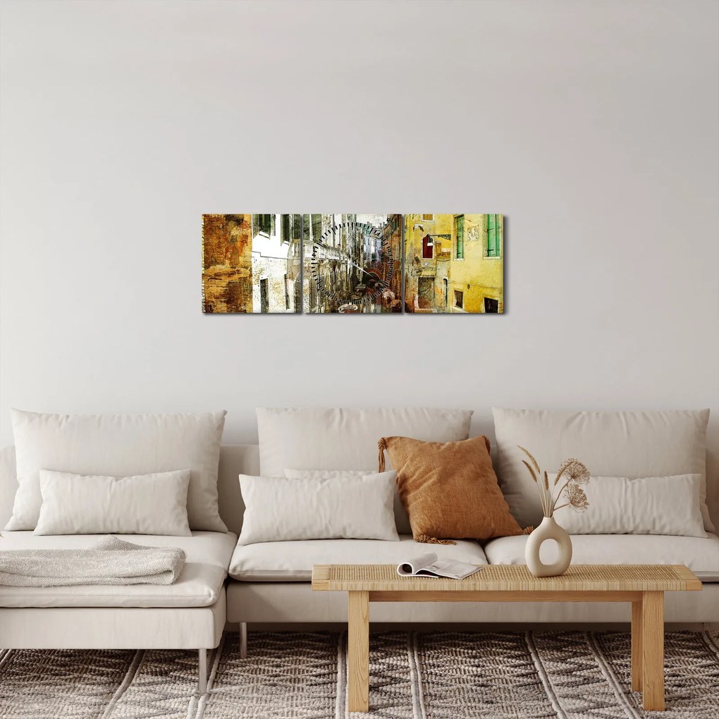 Tablou - Strada din Veneția (cu ceas) (90x30 cm)