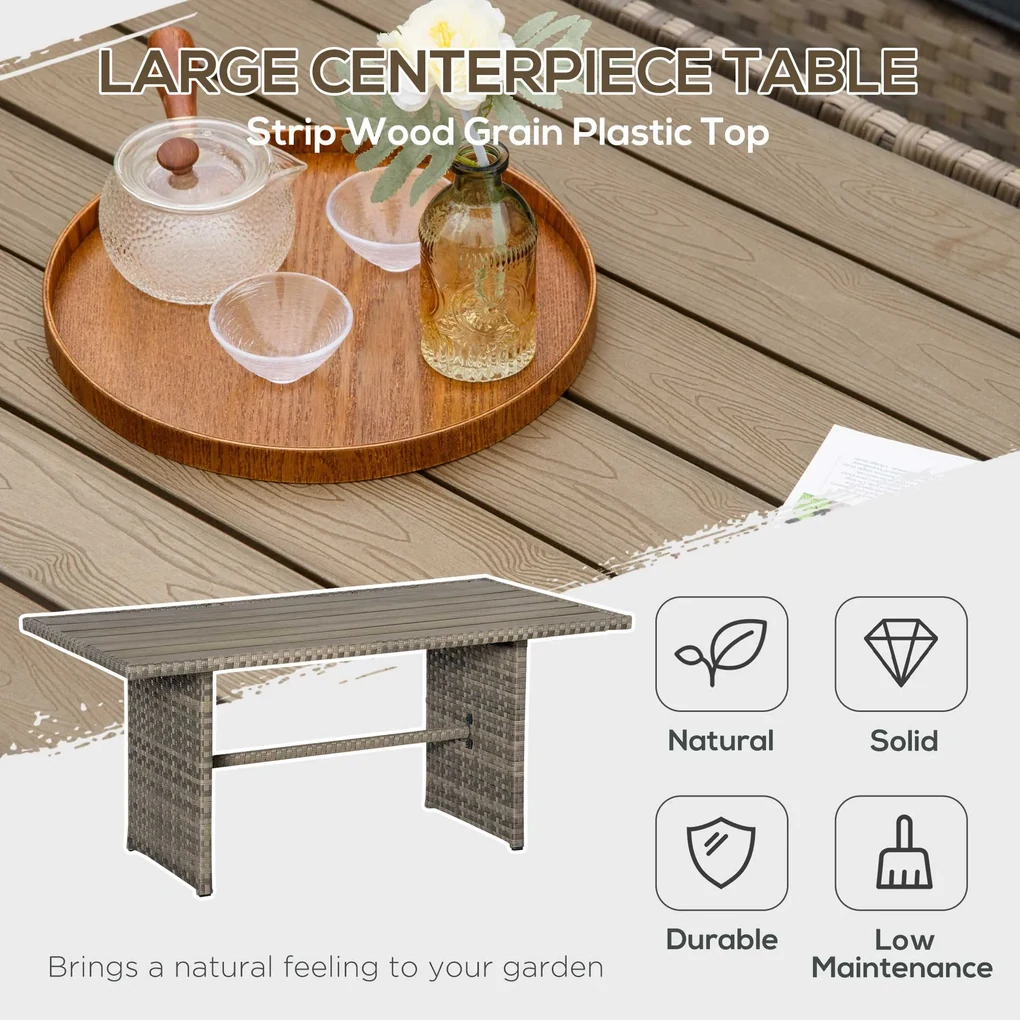 Outsunny Set Complet Mobila de Gradina, 6 Piese din Ratan PE, Include Perne Moi, Gri, Design Elegant pentru Exterior | Aosom Romania