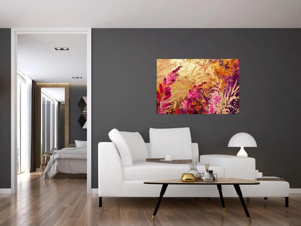 Tablou - Pictură abstractă de flori II. (90x60 cm)