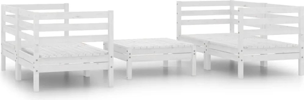 vidaXL Set mobilier de grădină, 5 piese, alb, lemn masiv de pin