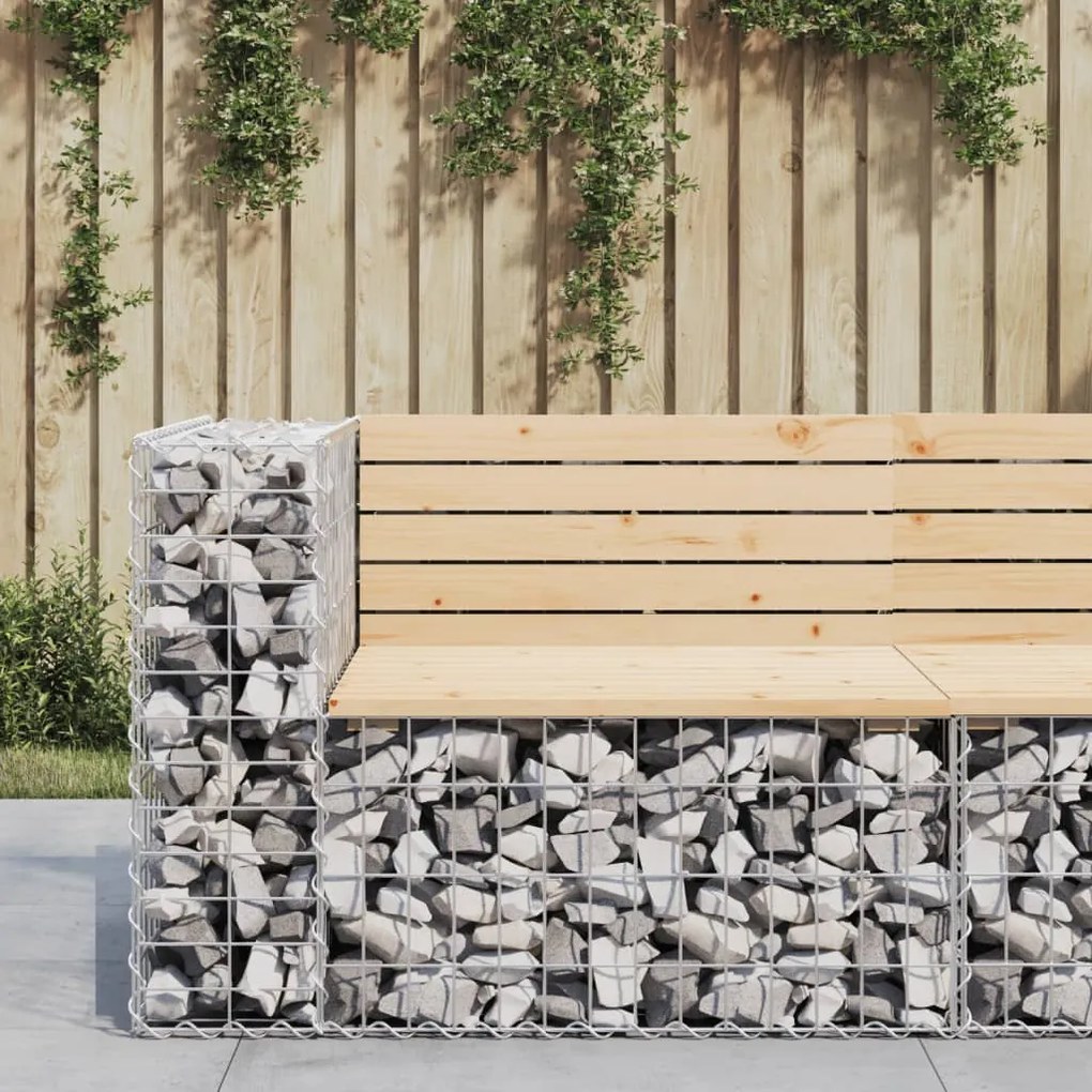 834380 vidaXL Bancă de grădină design gabion, 92x71x65,5cm, lemn masiv de pin