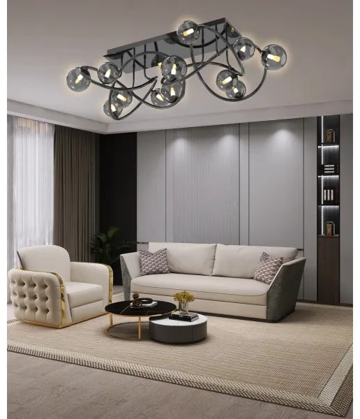 Lustră LED aplicată NANCY Wofi 9014-1205 12xG9/3,5W/230V negru/crom