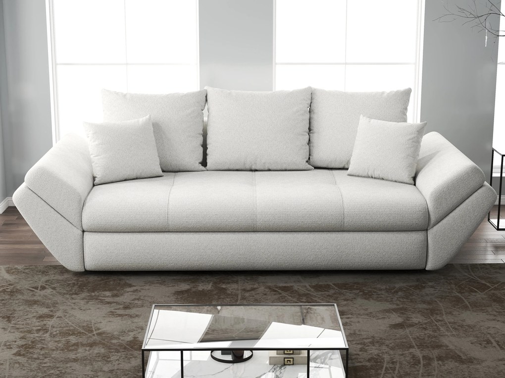 Canapea extensibilă dumonde cu ladă de depozitare si sezut confortabil din spuma high-density, Loana Euphoria Ivory 250x100 cm