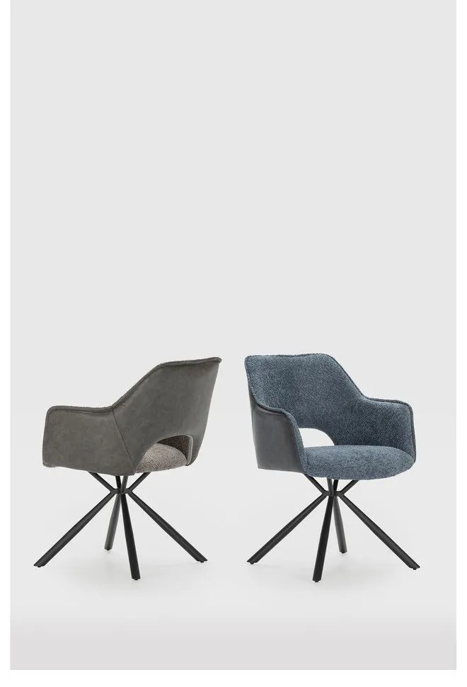 Set de scaune de sufragerie gri cu cotiere 2 buc. tapițat Mariel – Marckeric