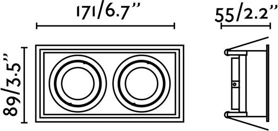 Rama Spot incastrabil tavan orientabil HYDE SQ 2L negru