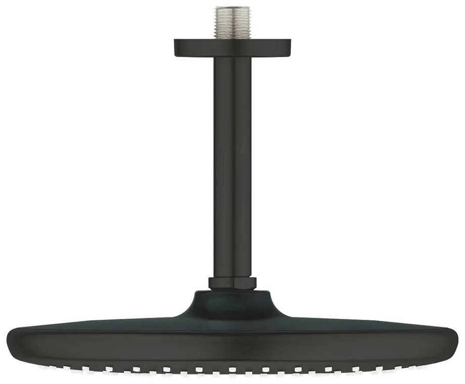 Palarie si brat de dus negru mat Grohe Tempesta 250 Cube rotunda montaj tavan