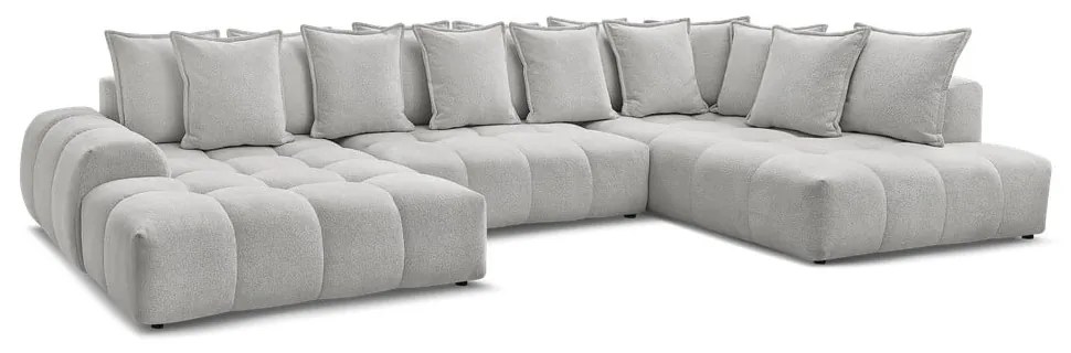 Colțar gri deschis extensibil/cu spațiu de depozitare cu tapițerie din chenille (cu colț pe partea dreaptă/în formă de "U") Everest – Bobochic Paris