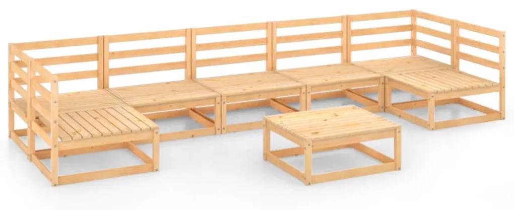 Set mobilier de gradina, 8 piese, lemn masiv de pin Maro, 1, nu