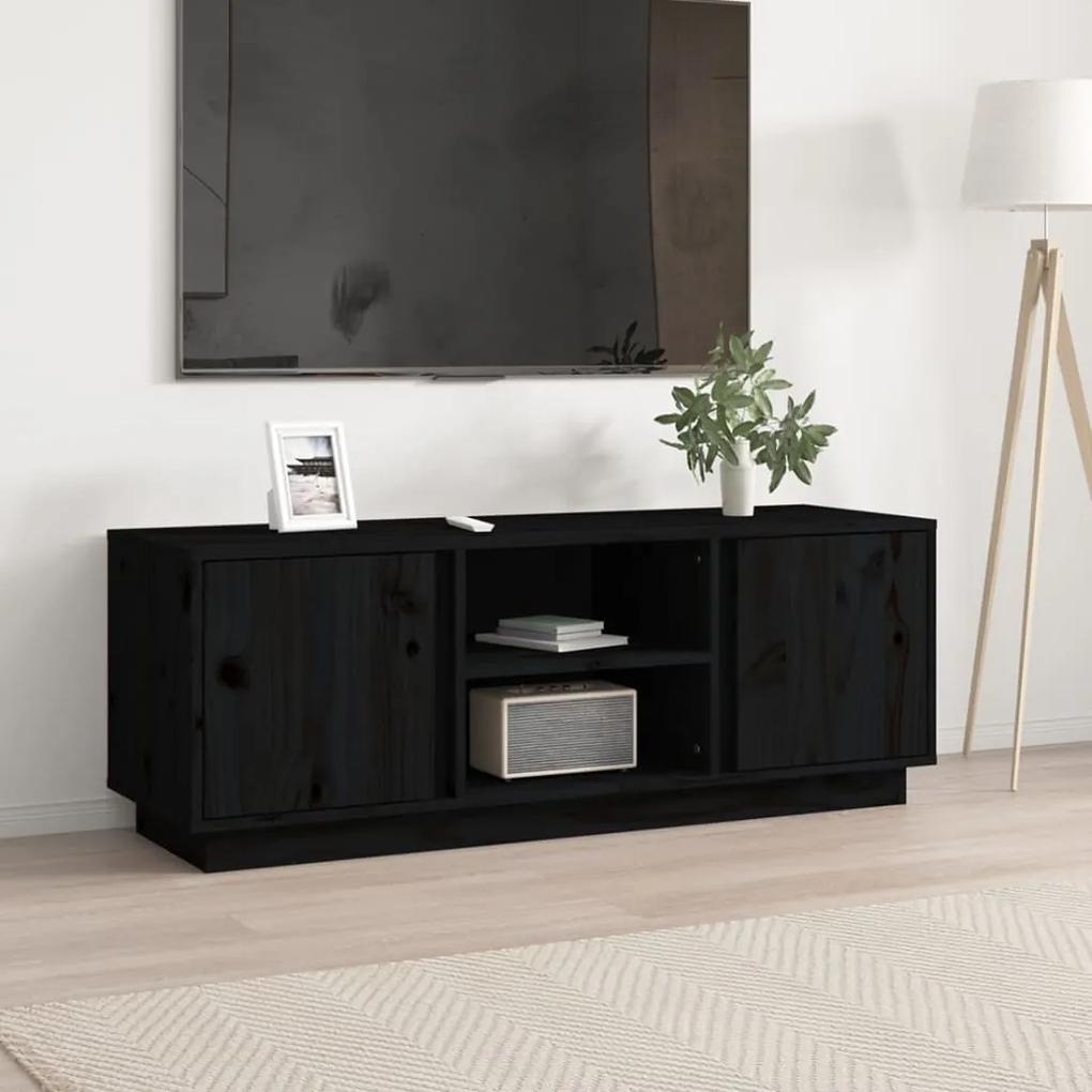 Comoda TV, negru, 110x35x40,5 cm, lemn masiv de pin
