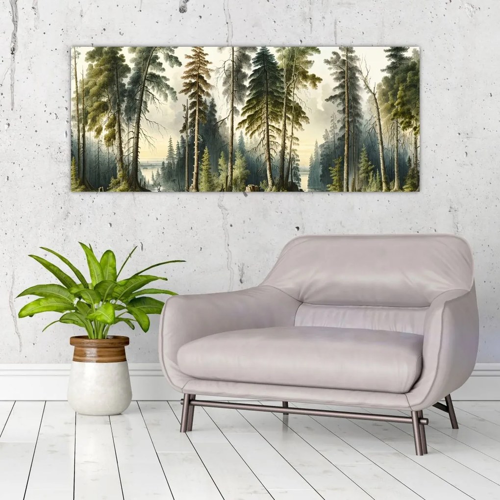 Tablou - Peisaj de epocă de păduri (120x50 cm)