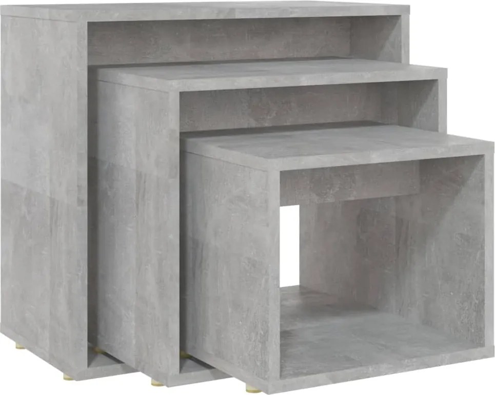vidaXL Măsuțe suprapuse, 3 buc., gri beton, PAL