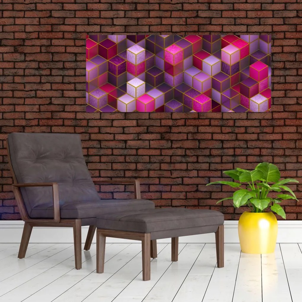 Tablou - Cuburi violet (120x50 cm)