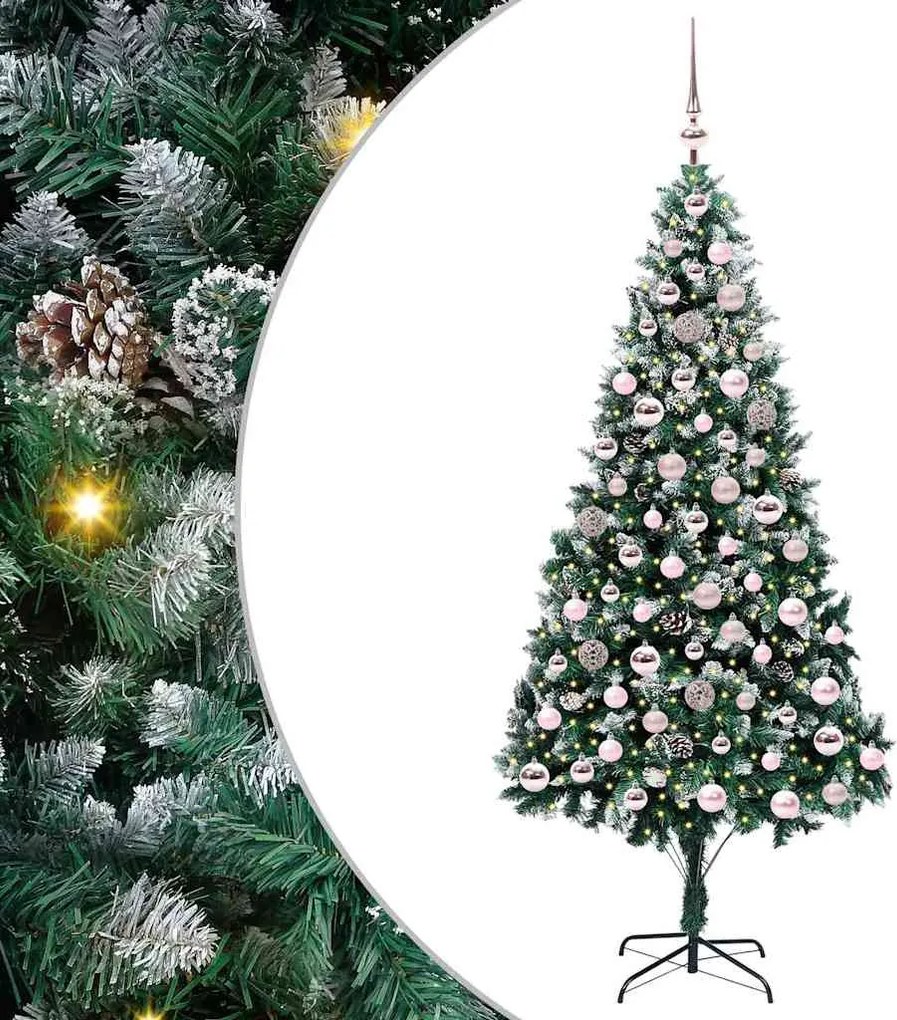 vidaXL Brad de Crăciun artificial Verde 210 cm PVC și Oțel și Plastic