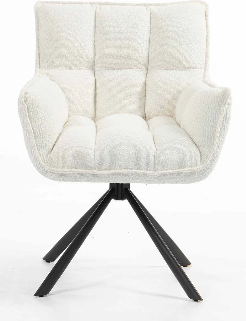 HR560 BAZĂ STEA Scaun Crem din Boucle cu Bază Neagră