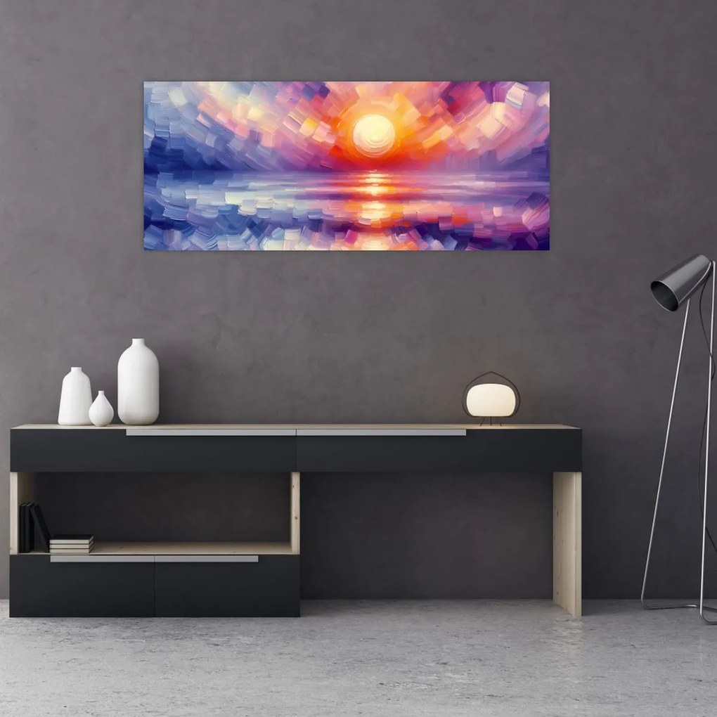 Tablou - Apus de soare artistic colorat (120x50 cm)