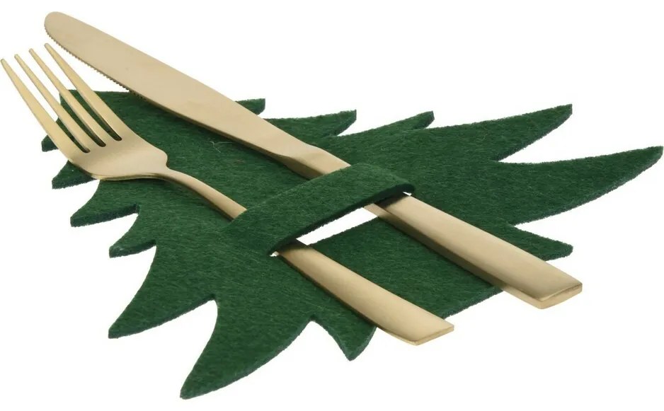 Husă pentru tacâmuri X-Mas Tree verde, set de 4bucăți