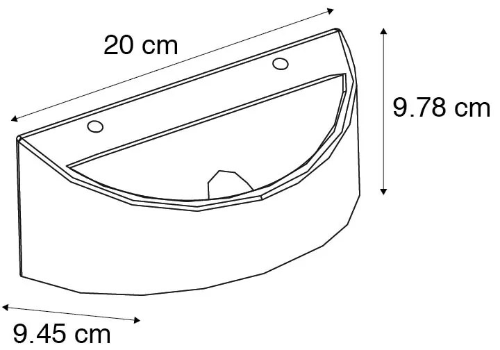Aplică rustică din beton semicirculară - Adelaide