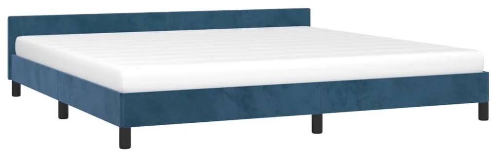 Cadru de pat cu tablie, albastru inchis, 200x200 cm, catifea Albastru, 200 x 200 cm