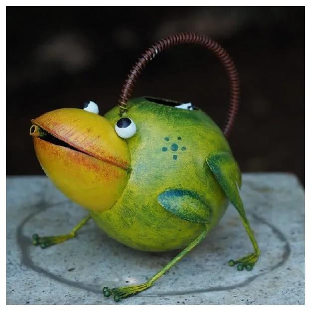 Figurina metal Watering can frog, 24x24x21 cm