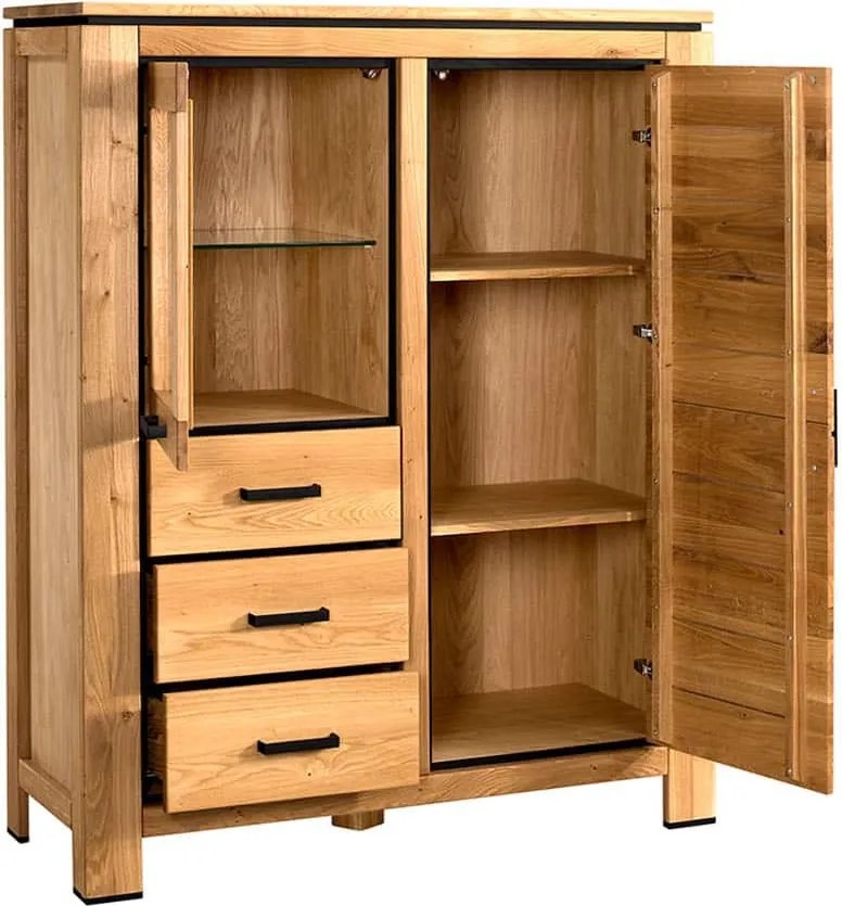 Bufet lemn masiv natur Stefano II, 145 × 120 × 47 cm
