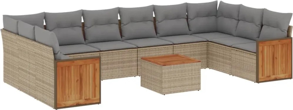 vidaXL Set canapele de grădină cu perne, 11 piese, bej, poliratan