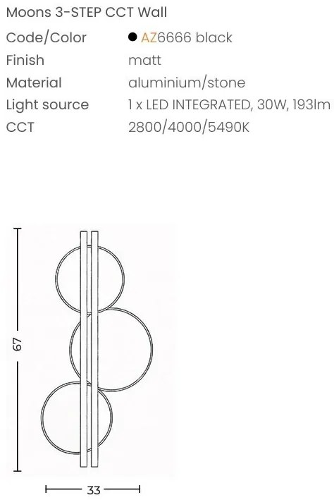 Aplica de perete LED CCT MOONS