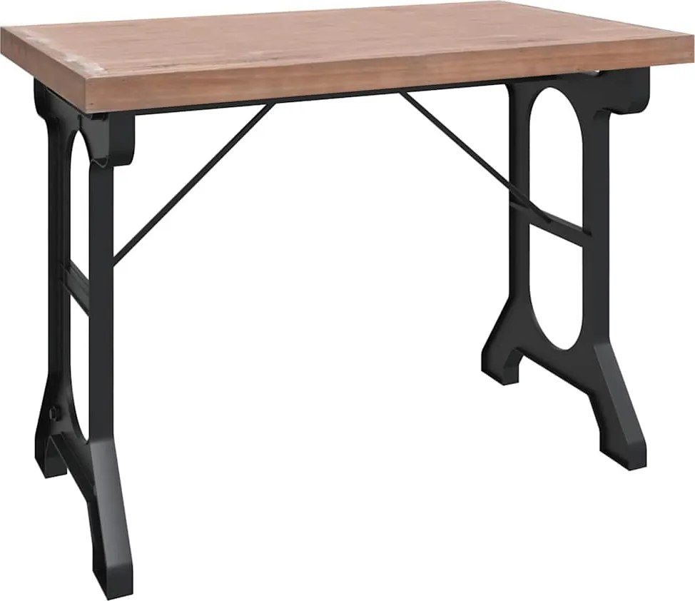 vidaXL Masă de bucătărie, 110x65x82 cm, lemn masiv de brad și fier