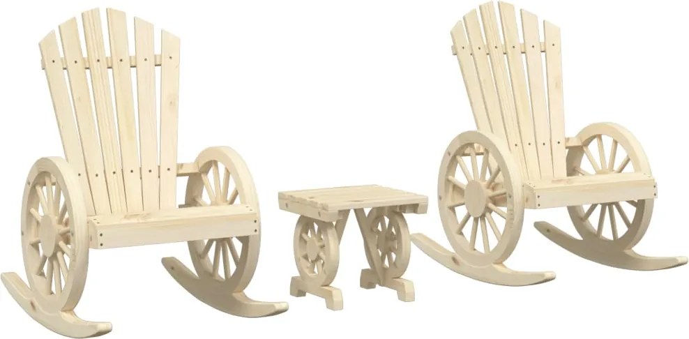 vidaXL Set mobilier de grădină, 3 piese, lemn masiv de brad