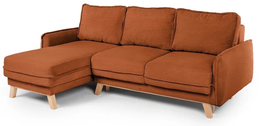 Colțar portocaliu extensibil cu tapițerie din catifea reiată (cu colț variabil) Tori – Bonami Selection