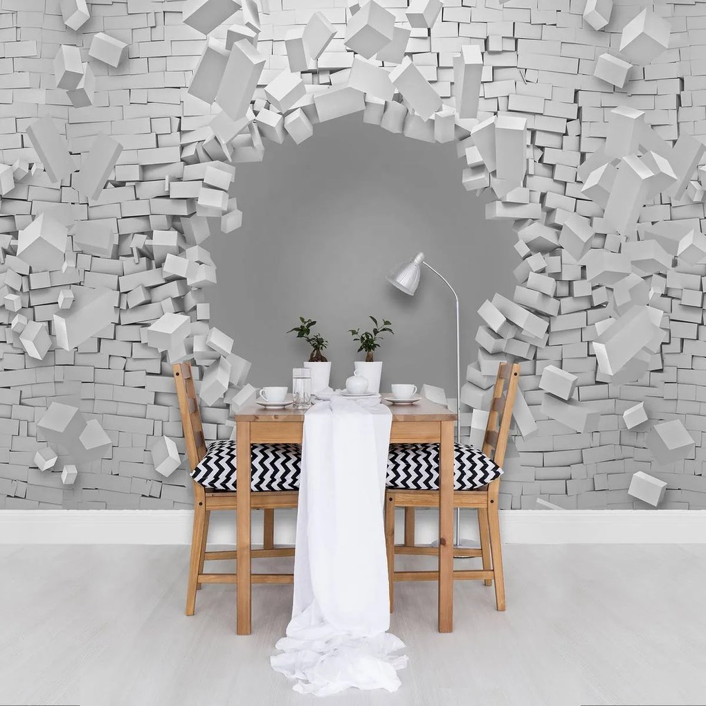 Fototapet - 3D - explozie peretelui din cărămizi (152,5x104 cm)
