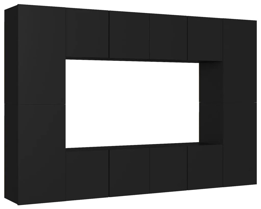 3078773 vidaXL Set dulapuri TV, 8 piese, negru, lemn prelucrat