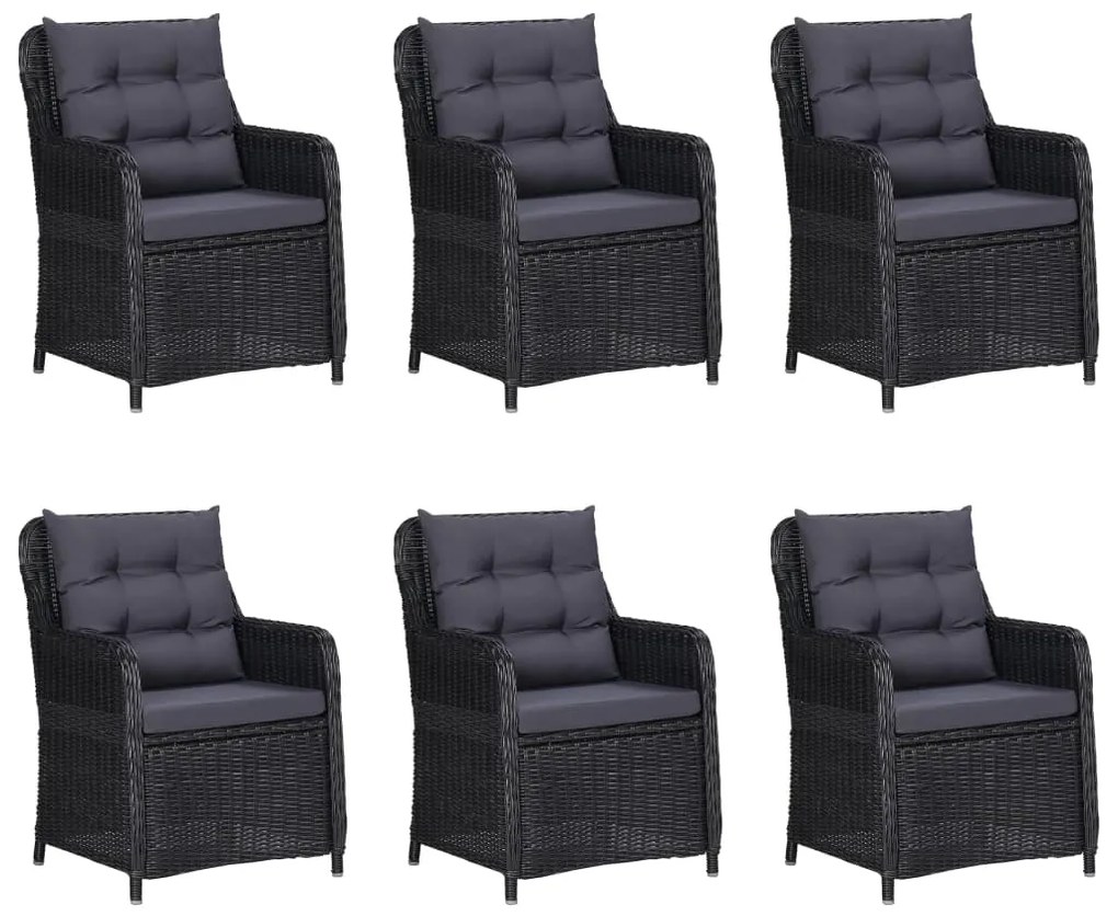 Set mobilier de grădină, 9 piese, negru, poliratan