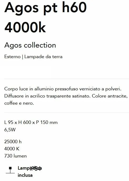 Stalp LED iluminat exterior modern Agos pt h60 4000k negru