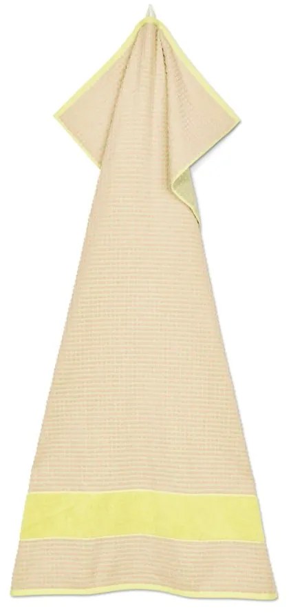 Prosop galben-roz din bumbac organic din frotir 70x140 cm Check – JUNA