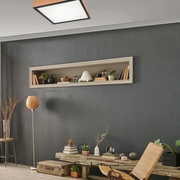 Plafonieră OAK SQUARE 4xE27/15W/230V 48x48 cm stejar/negru