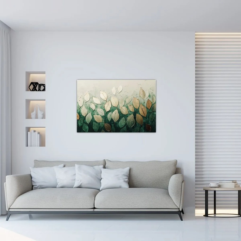 Tablou - Frunze verzi-aurii (90x60 cm)
