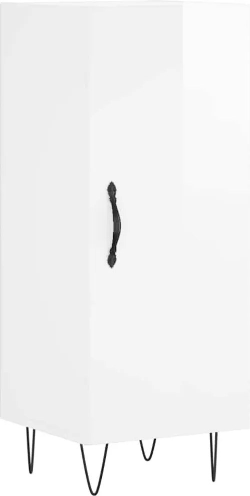 vidaXL Servantă, alb extralucios, 34,5x34x90 cm, lemn compozit